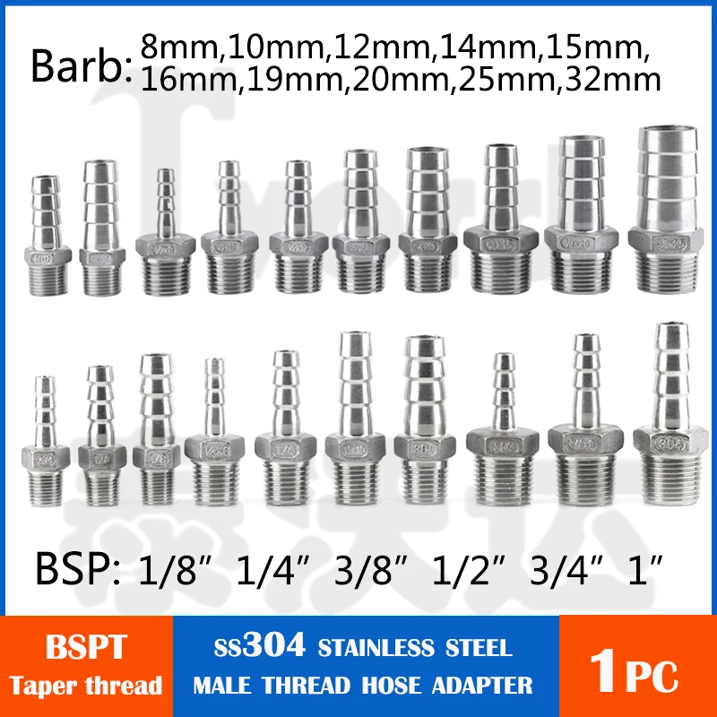 

304 Stainless Steel Male Threaded Joint Hose Elbow Water Pipe Reducer Connector Pipe Fitting 1/4" 1/2" - 6 8 10 12 15 20 25 32mm