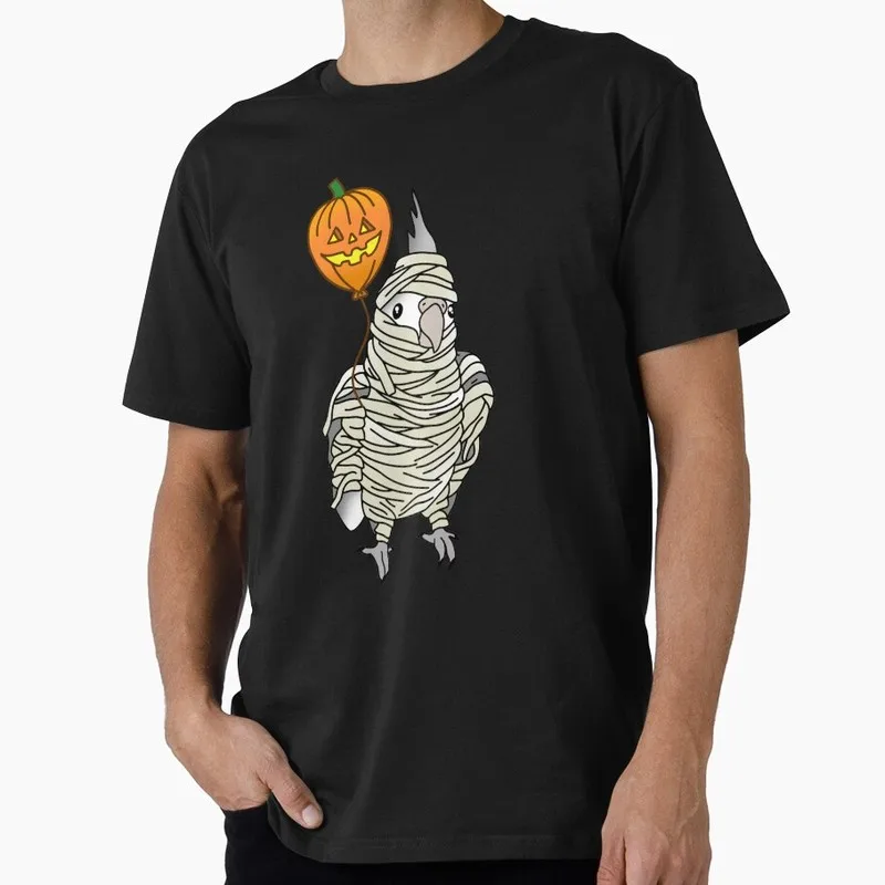 Halloween Cockatiel Mummy Funny Parrot Gift T-shirt for Birds Lover Short Sleeve Graphic Clothes All Size Tops Unisex Tee S-6XL