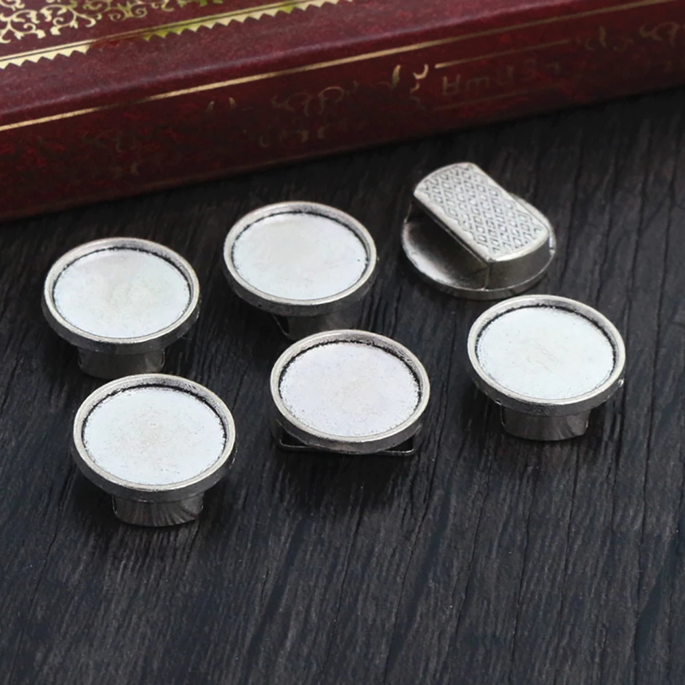 20pcs 12mm Inner Size Antique Silver Plated Bronze Round Cabochon Base Cameo Setting Charms Pendant For 10mm Leather Bracelet