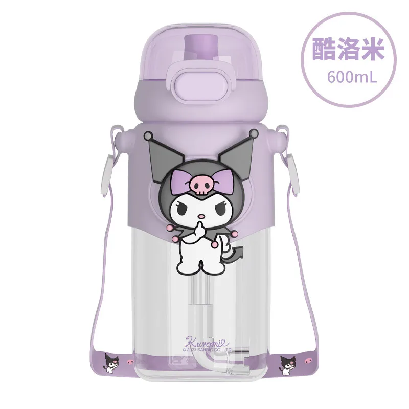 600ML Sanrio hello Kitty letni kubek na wodę kawaii kuromi melody kreskówka śliczny przenośny kubek na wodę ze słomką