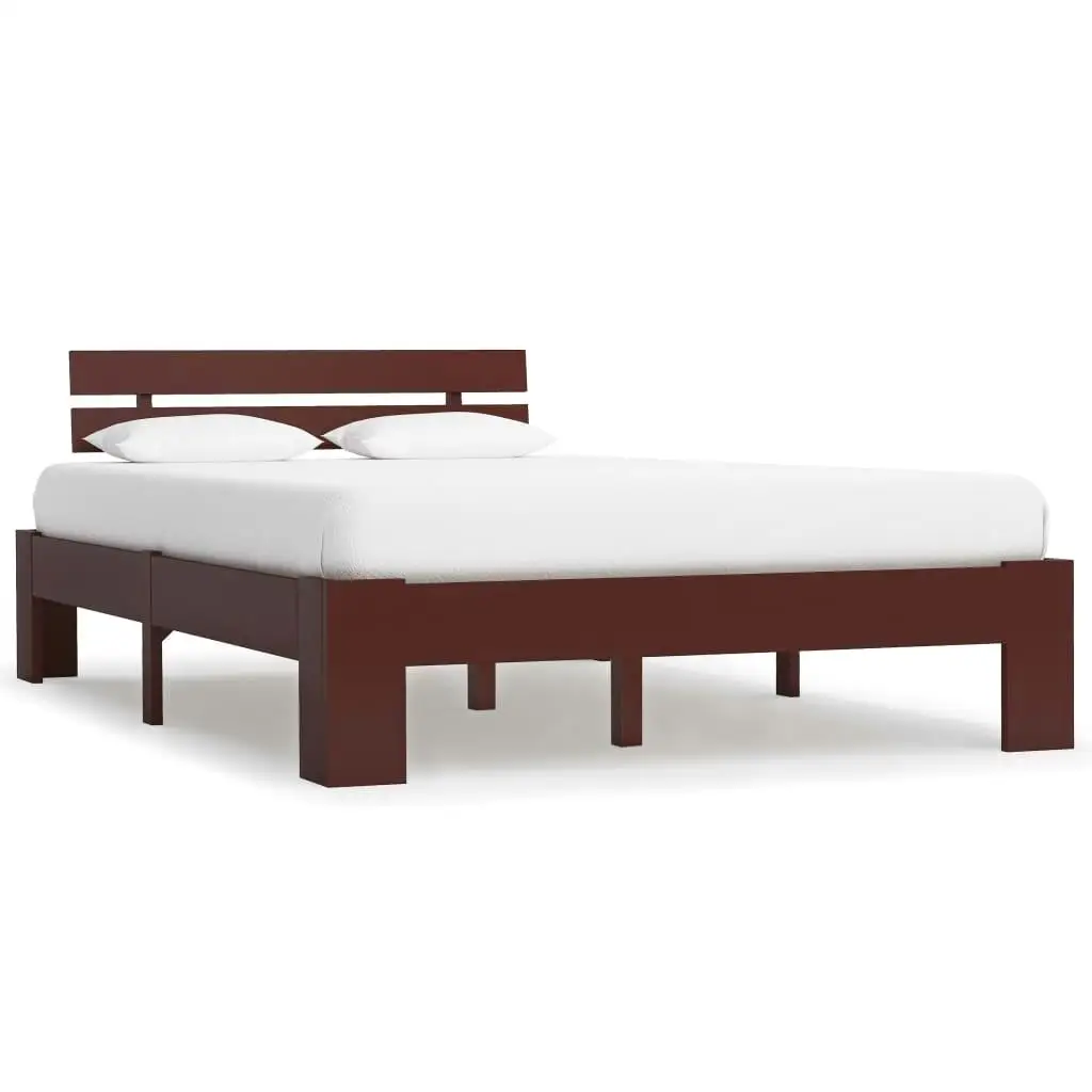 120x200 cm Dark Brown Solid Pine Wood Bed Frame - No Mattress Included