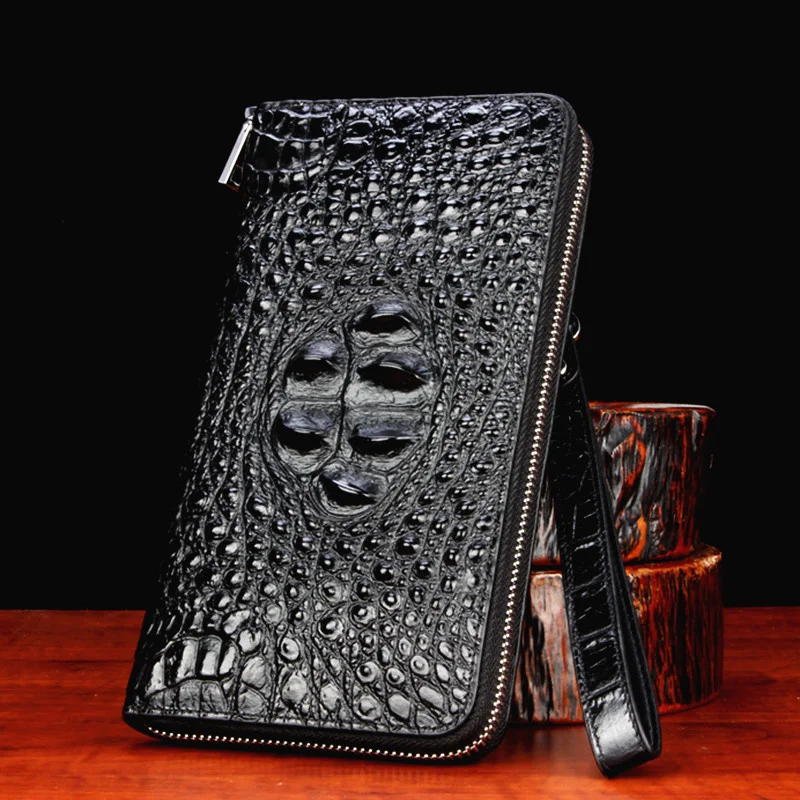 

Thailand Crocodile Wallet Male Long Fund Genuine Leather Business Affairs Zipper men New Fashion For women wallets New 2024