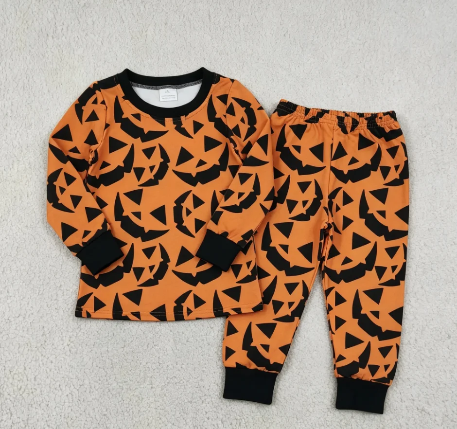 9.5 Wholesale Baby Boy Long Sleeves Halloween Kids Shirt Pumpkins Pants Children Outfit Toddler Fall Set