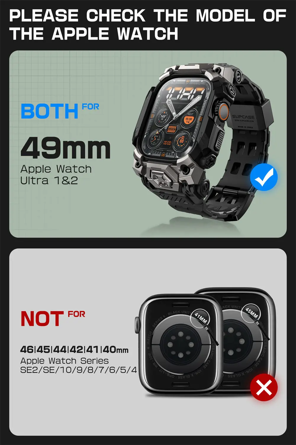 For Apple Watch Ultra 4/3/2/1 Case 49mm (2026-2022) SUPCASE UB Erz Robustes Sport-Herren-Stoßstangengehäuse mit verstellbarem Riemenband – Detail 9