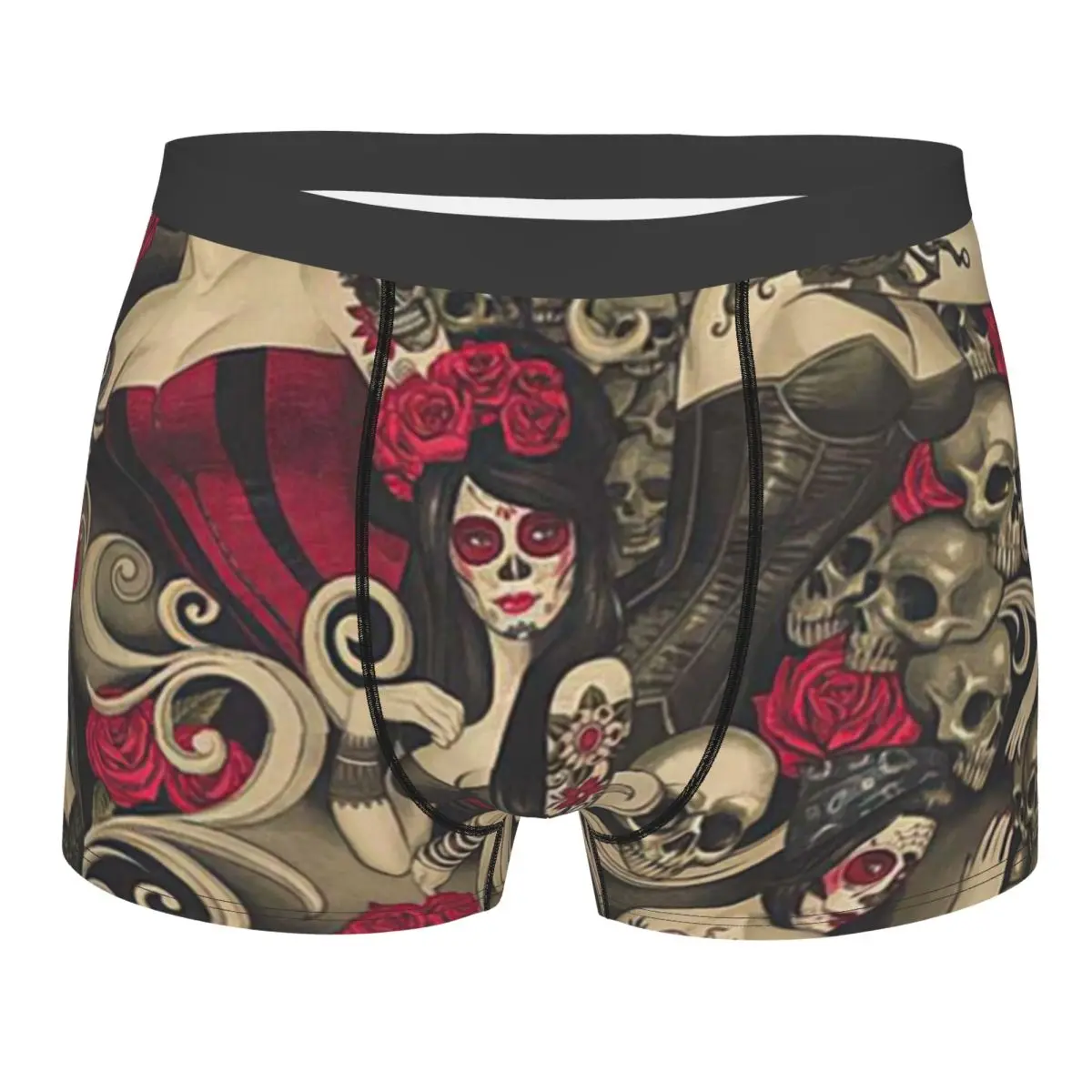 Alexander Henry Fabrics Las Elegantes - Day Of The Dead Pinups Underpants Cotton Panties Men's Underwear Ventilate Shorts