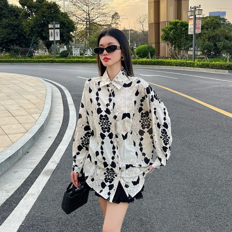

Vintage Women's Blouses Printed Casual Shirts Fashion Loose Summer French Clothing Long Sleeved Women Tops