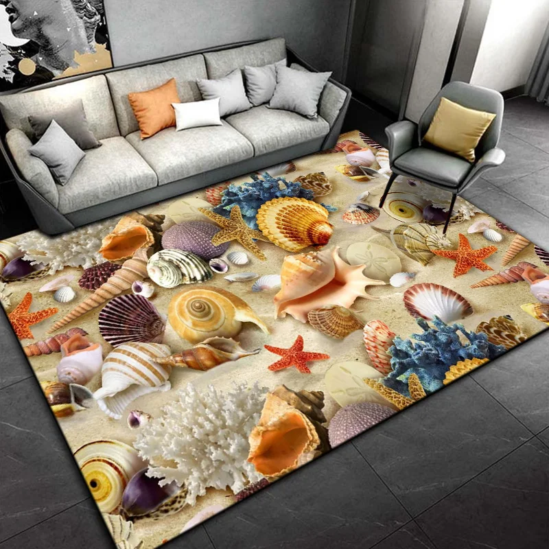 Cobblestone Beach Starfish Area Rug,Carpets Rugs for Living Room Bedroom Decoration,Kitchen Bathroom Non-slip Floor Mats Doormat