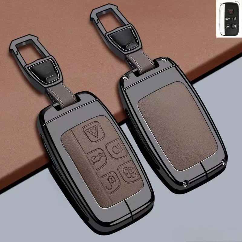 Zinc Alloy Key Fob Cover for Jaguar XEL/XFL/E-PACE/F-PACE/F-TYPE/XF/XE/XJL/I-PACE, Heavy Duty Metal Case Shell with Keychain - view 2