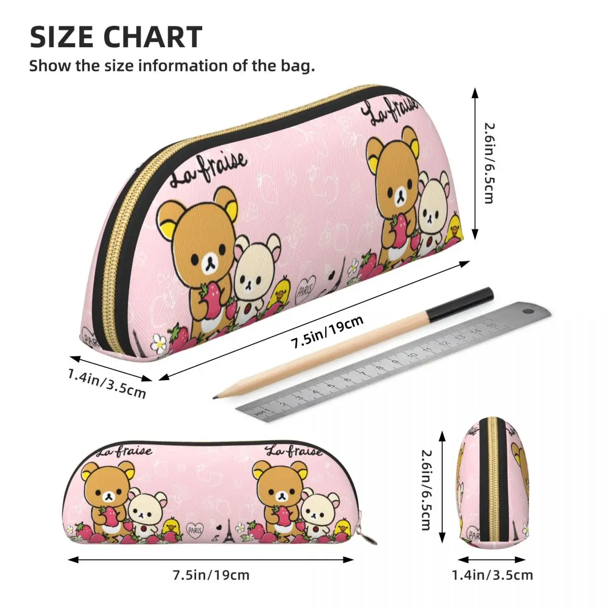 Rilakkuma Sakura Pencil Cases Pen Holder Storage Stationery Supplies Large Capacity Pen Box Pencil Bag for Kids Gifts