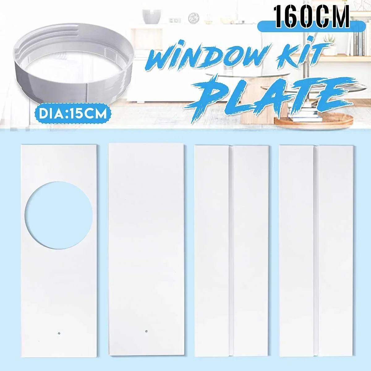 5Pcs PVC Portable Air Conditioner Window Kit Adjustable Slide Plate Wind Shield Adapter Connector Air Conditioning Accessories