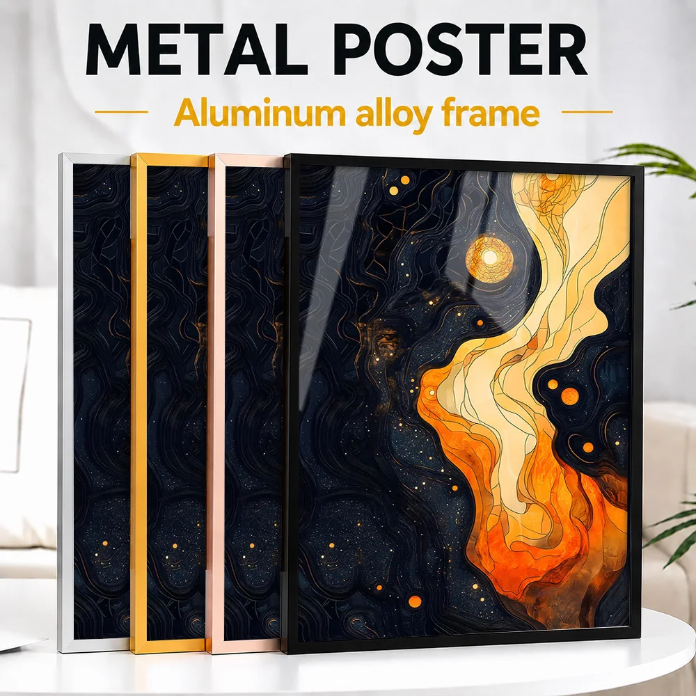 Fire And Space Framed Aluminum Metal Poster Customized Photo Modern Gallery Style Wall Art For Bedroom Ideal Housewarming Gift