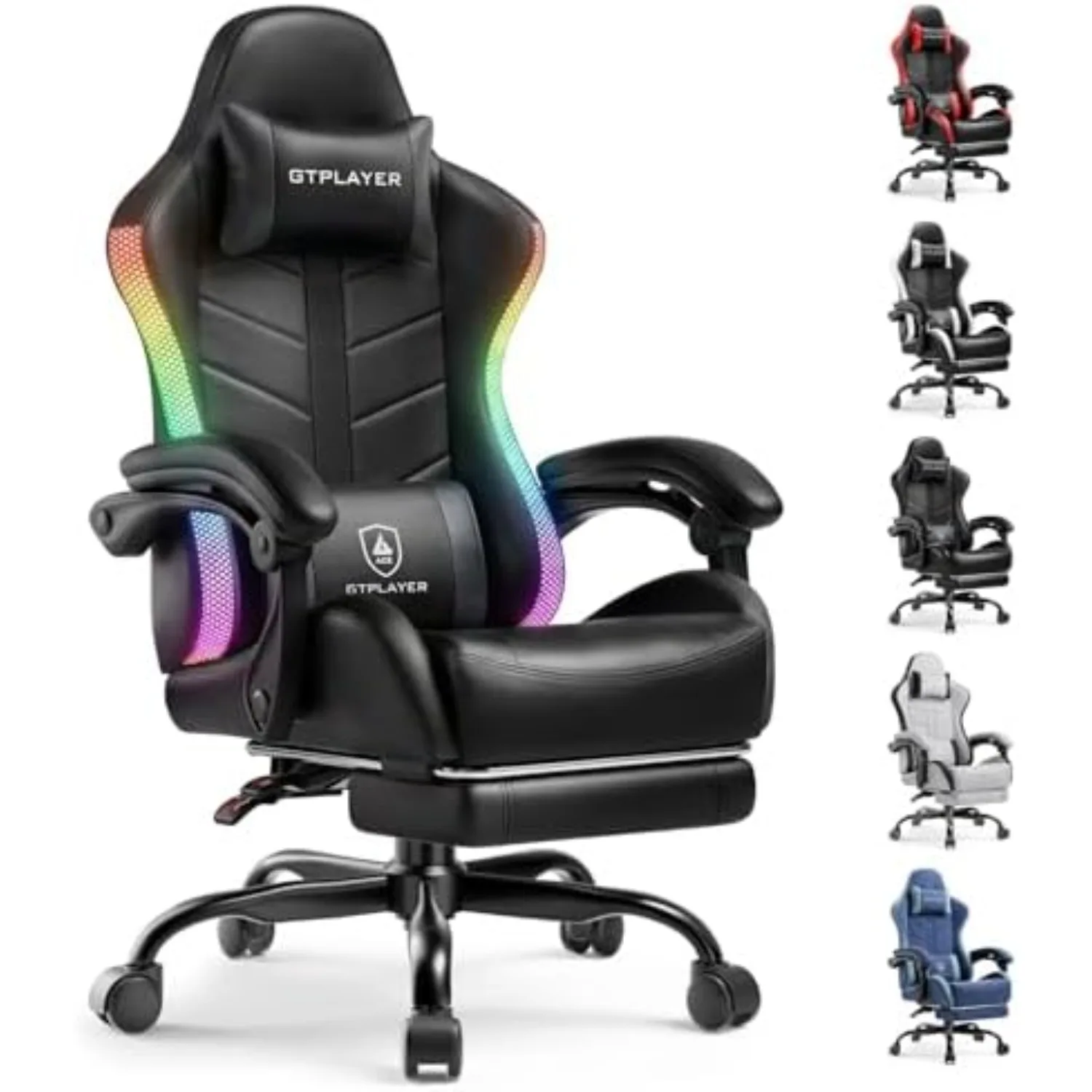 Gaming Chair, Computer Game Chair for Adults, RGB Black | Ergonomic Comfort Video Game Chair with Footrest