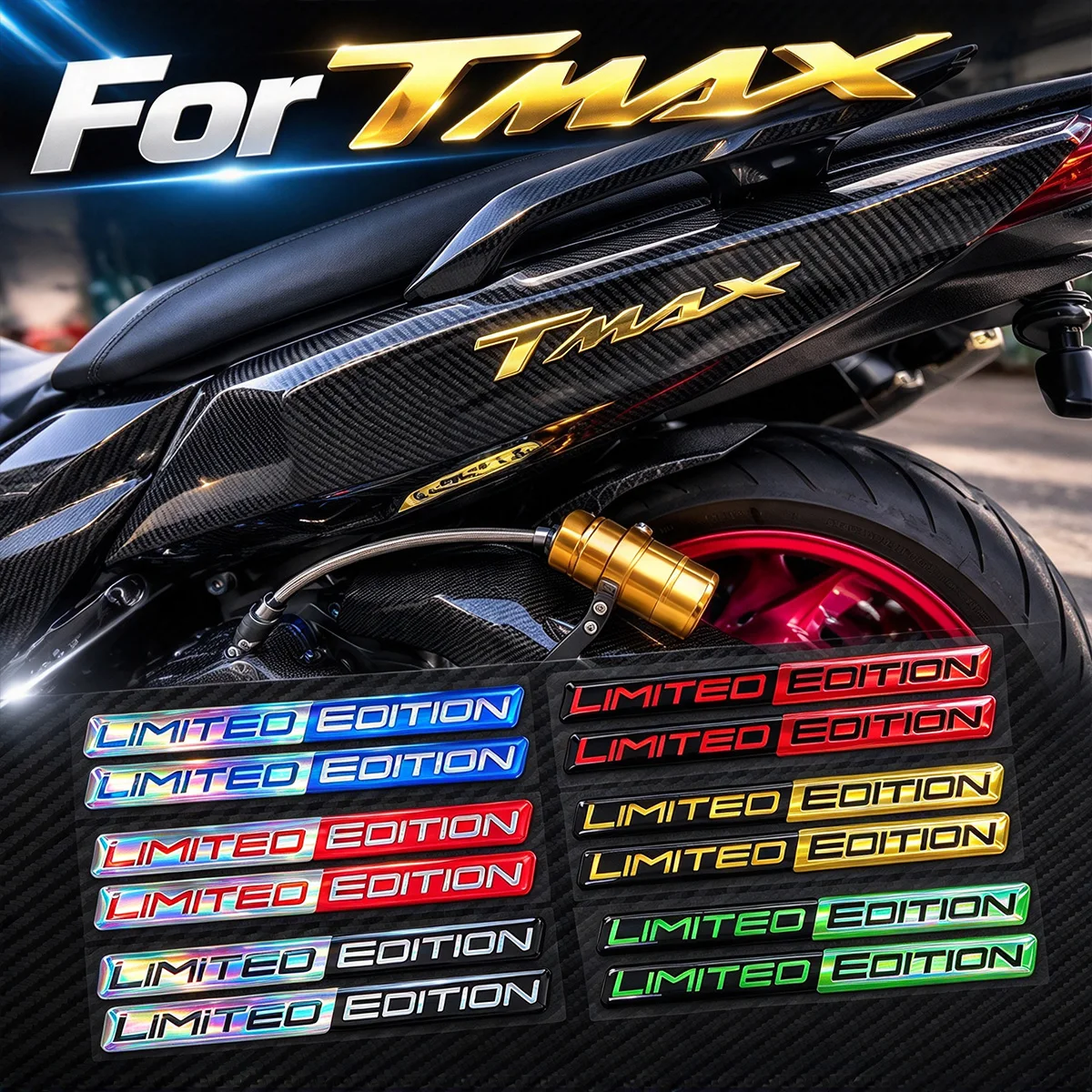 For All ​TMAX TMAX500 TMAX530 TMAX560 3D Motorcycle Stickers Tank Side Strips Logo Flame Emblem Racing Fairing Accessori Decals