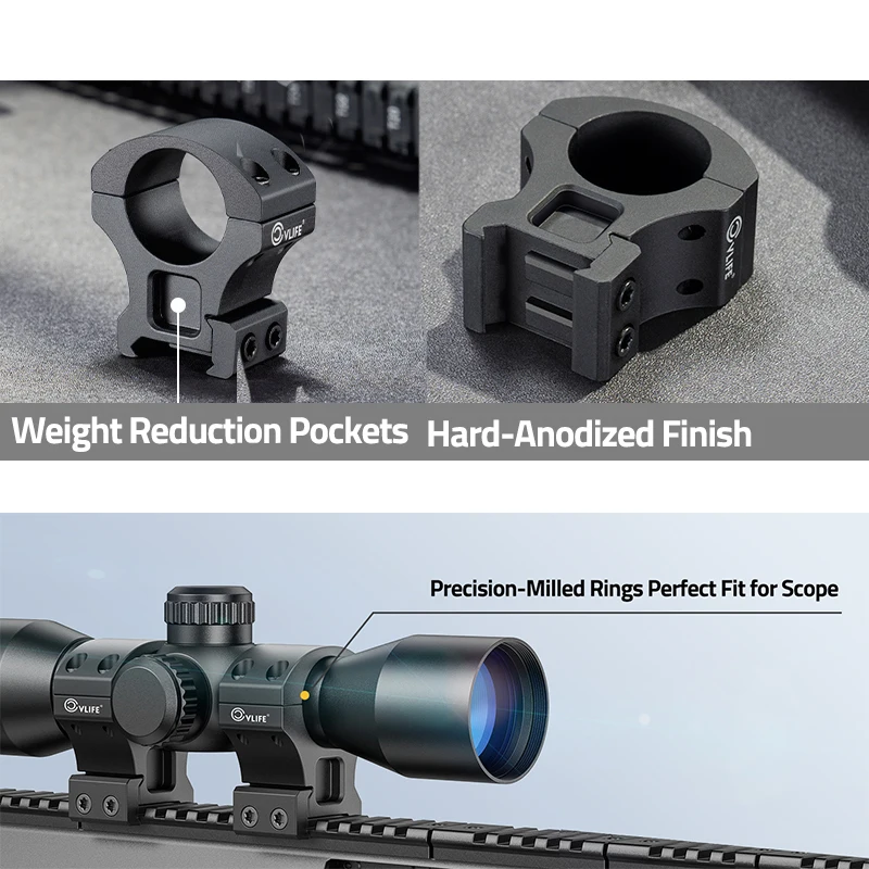 

CVLIFE Rifle Scope Rings High Profile Optics Sights Riflescope Mounting Kit 1" Tube 1.2 Inch Heigth 2 Pieces for Picatinny Rails
