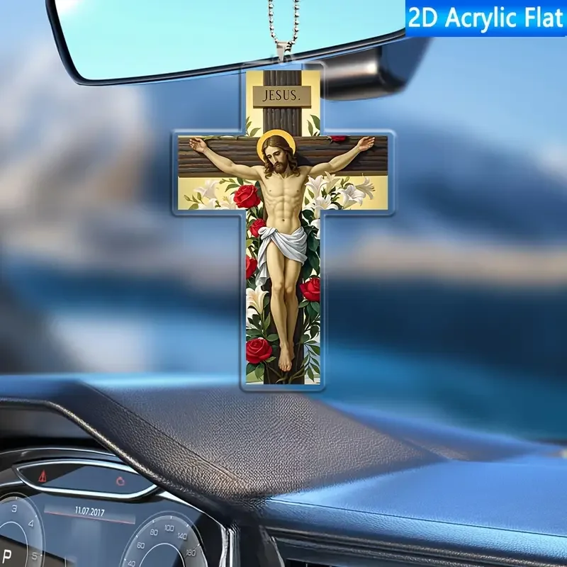 Jesus Christ Cross Design  Multi Functional Home Car Rearview Mirrors, Backpack Hangers - Creative Gifts for Religious Festivals