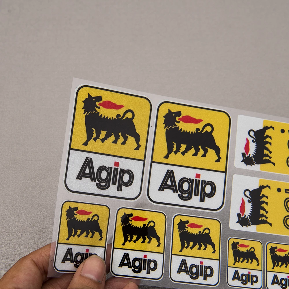 AGIP-lubricantes de aceite Eni para motocicleta, pegatinas laminadas Aprilia Graphics Ducati, logotipo de calcomanía para Suzuki, Honda, Kawasaki,