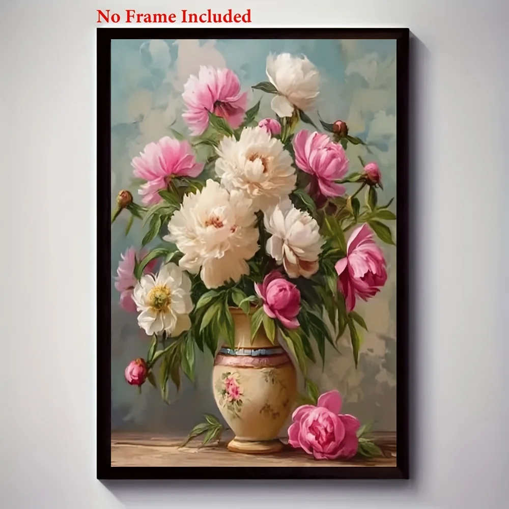 ملصق فني جميل من قماش الفاوانيا - ديكور حائط بدون إطار لغرفة المعيشة وغرفة النوم والمكتب