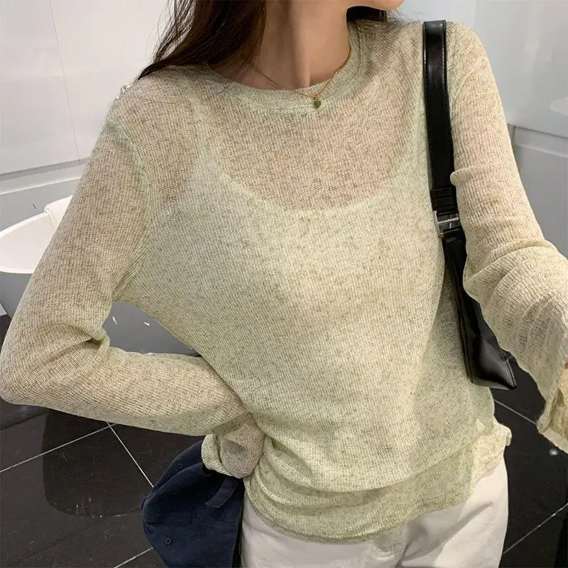 Shoulder Long sleeves Shirt Women Autumn Thin Soft Glutinous Inner wear Bottoming Shirt Loose Idle Sle Design Sense Top