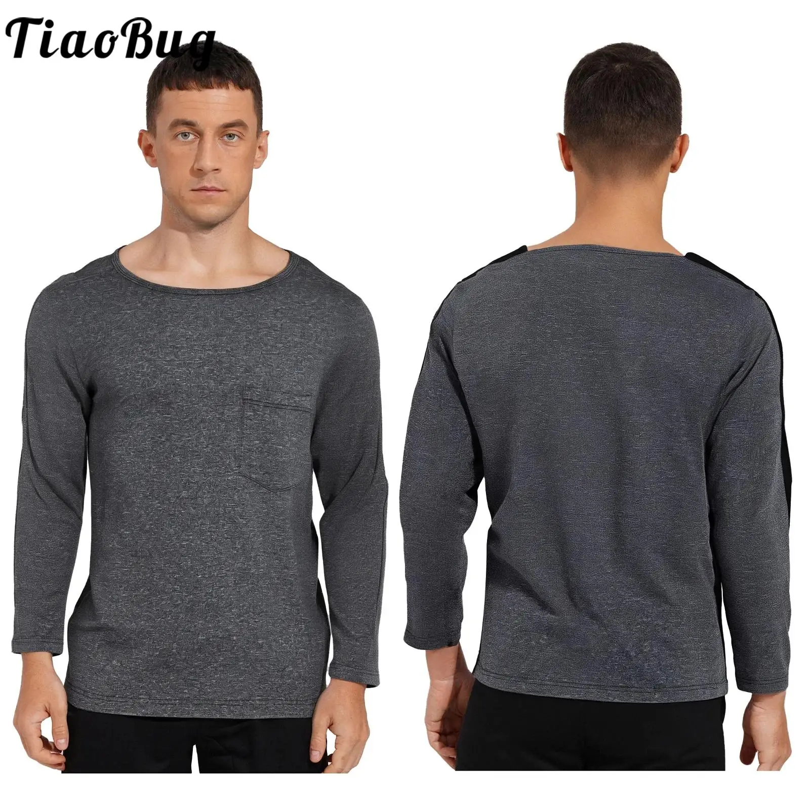 

Men Women Snapping on Post Shoulder Surgery Shirt Top Crew Neck Sides and Arms Full Opening Blouses Chemo Clothing Casual Wear