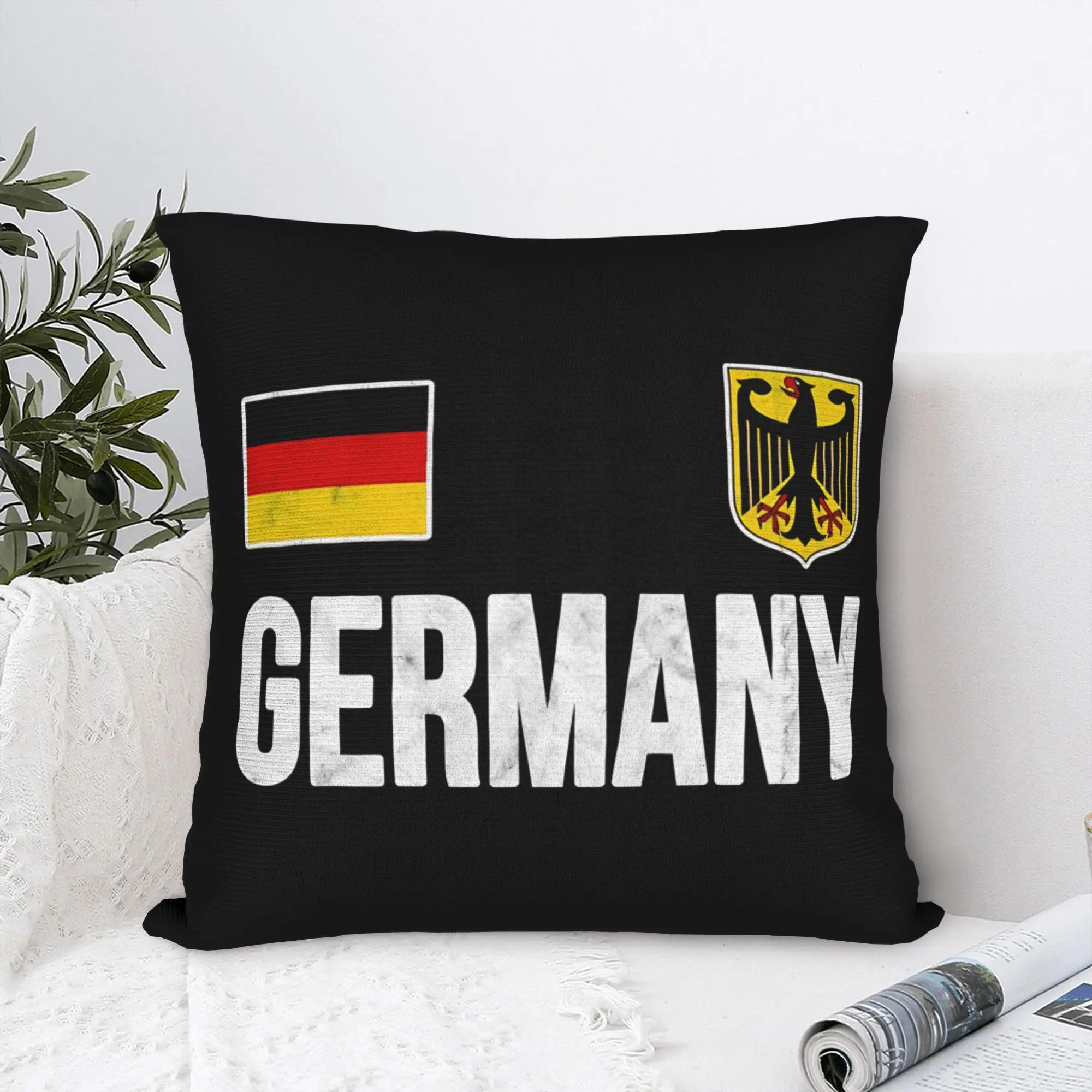 Germany German Flag German Eagle  Square Pillow Covers Polyester Car  Cushion Case Funny Decorative Throw Pillow Case 40*40