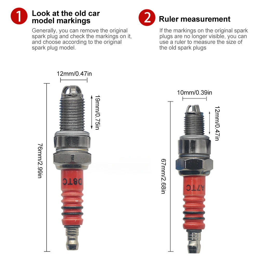 Spark Plug 3 Electrode 10/12mm A7TC D8TC Fits For ATV Scooter Dirt Bike Go Kart Motorcycle Accessories