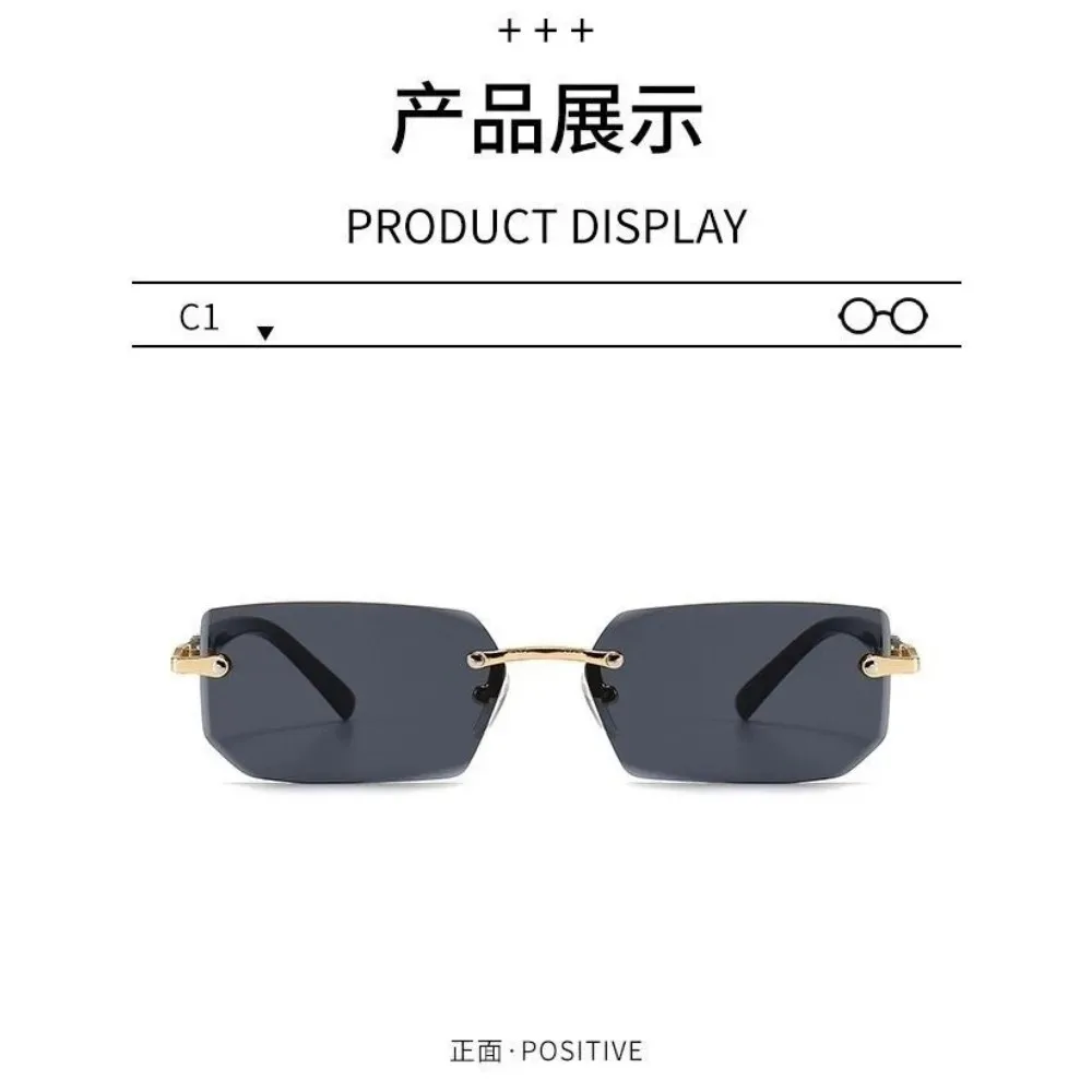 10PCS frameless rectangular sunglasses set, gold metal glasses, multi-solid color lenses, elegant and lightweight daily decorative glasses accessories, suitable for men and women's formal settings, random colors, recommended Christmas and Halloween gifts