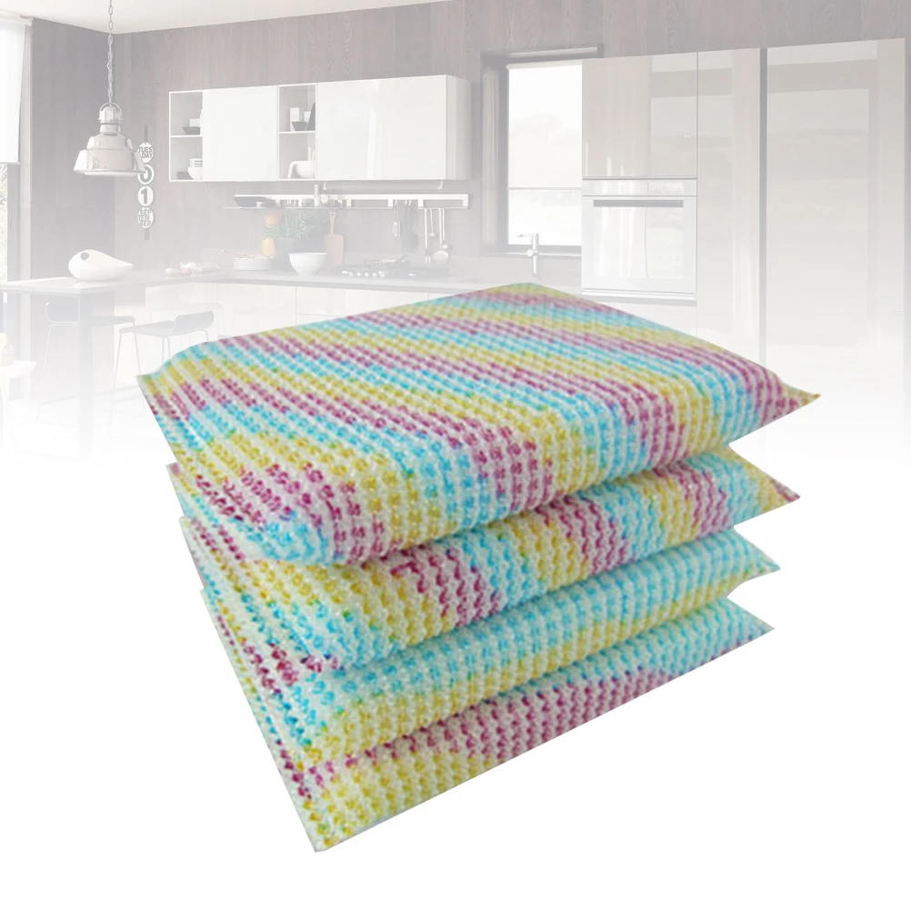 

4pcs Dish Washing Scouring Pad Kitchen Cleaning Scrubber Soft Absorbent Dual Sided Pot Scrubber For Bathroom Floor Wall Kichen