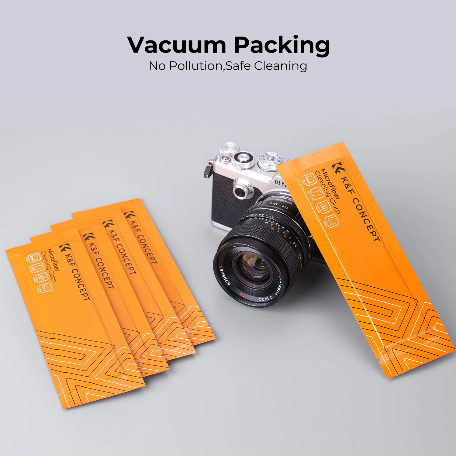 K&F Concept Microfiber Cleaning Cloths 5 Pcs Individually Vacuum Wrapped for Camera Lens Mobile Phones LCD Screens and Glasses