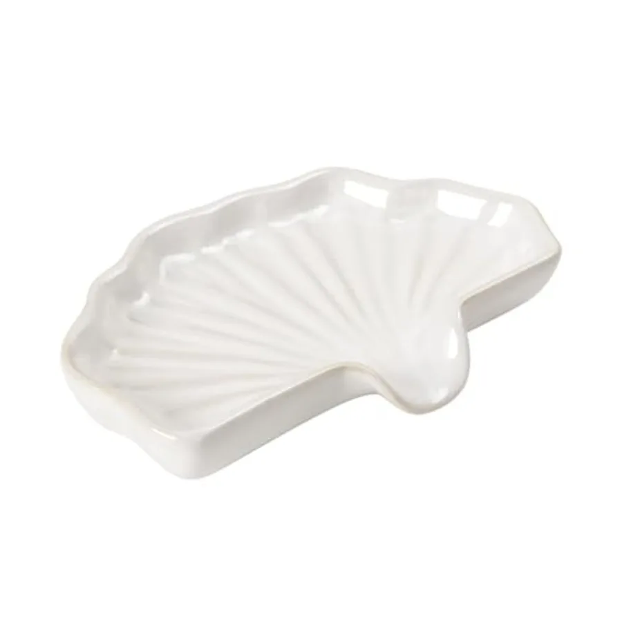 

Мыльница в форме раковины, держатель для мыла, самосливная мыльница в форме ракушки, белый керамический сливной держатель для мыла для раковины, ванной комнаты, кухня Ea