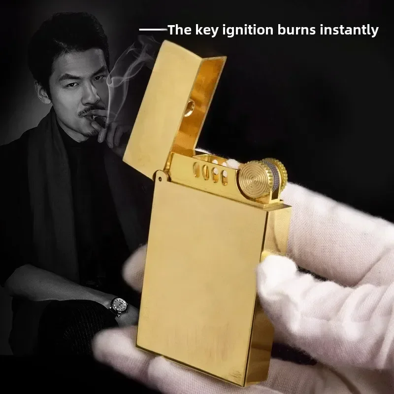 Zorro 552 brass engraved guardian angel fuel lighter, crisp sound, windproof retro grinding wheel ignition, high-end men\'s gift