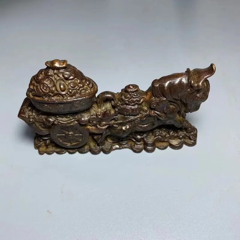 Creative copper alloy fortune cow treasure bowl ornament craft decoration for attracting wealth, office gift