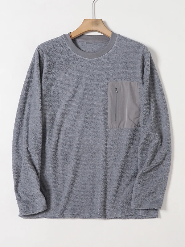 Ultra-Light Warm Fce Men's Hoodie Thermal Top Polyester Long Sve round Ne Sweatirt Daily Wear Thermal Storage