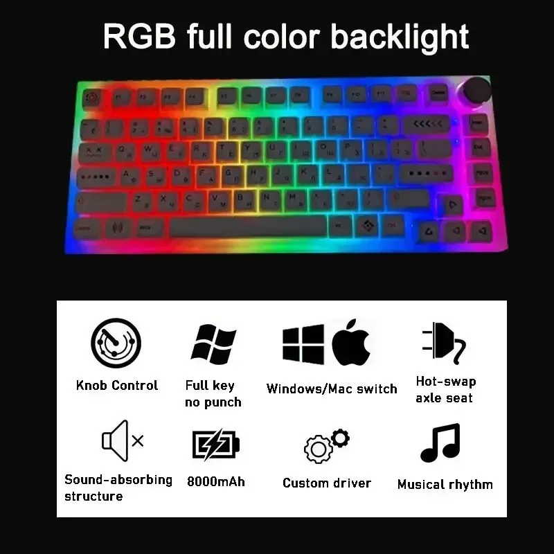 Imagem -06 - Kit de Teclado Mecânico Feker Tri-mode Faça Você Mesmo Hot-swap Rgb Botão de Discagem Personalizado Qmk Via Silicone Pad Ik75 v3 Ik75 Pro