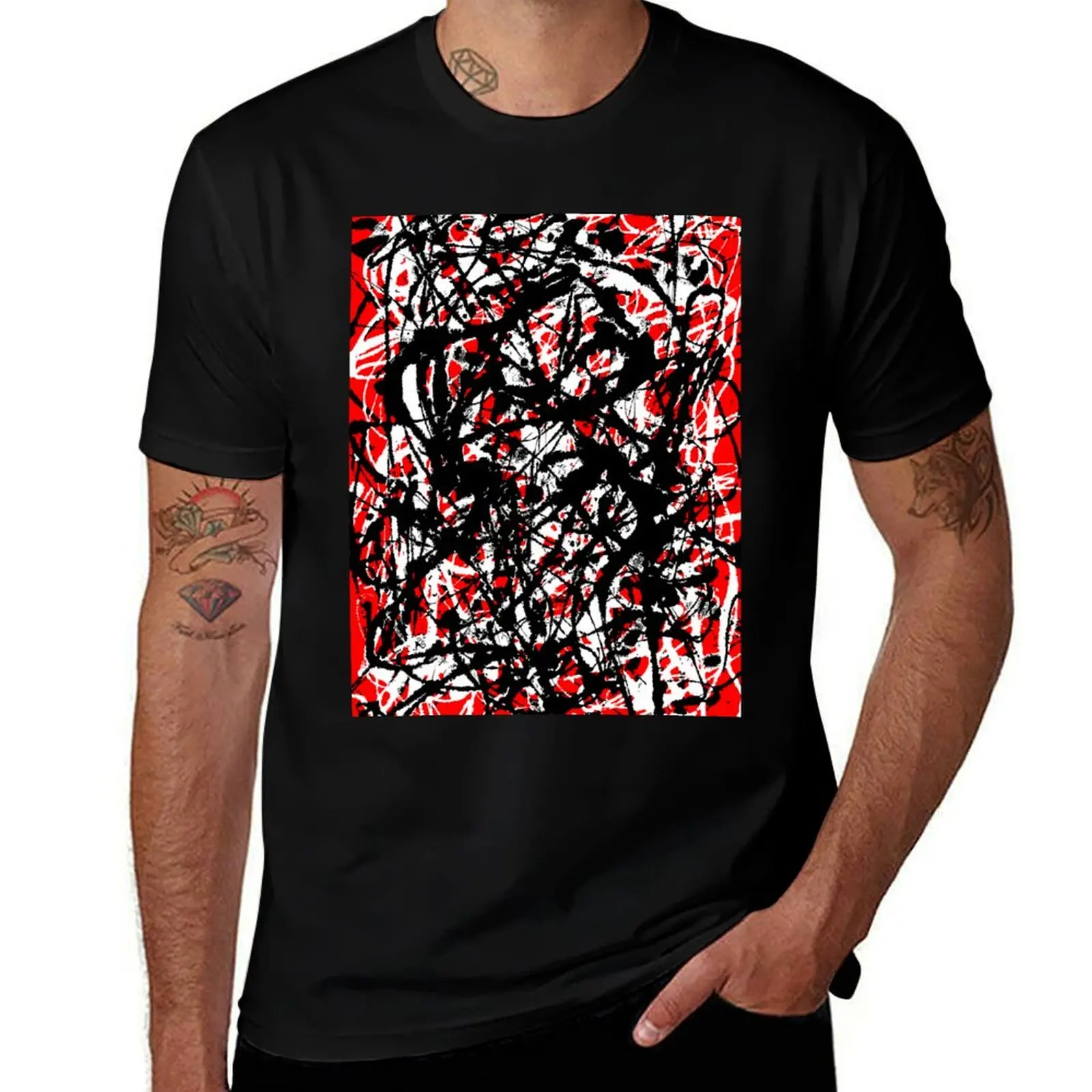 Jackson Pollock Free Form Vectored T-Shirt Casual Minimalist Short Sleeve Top