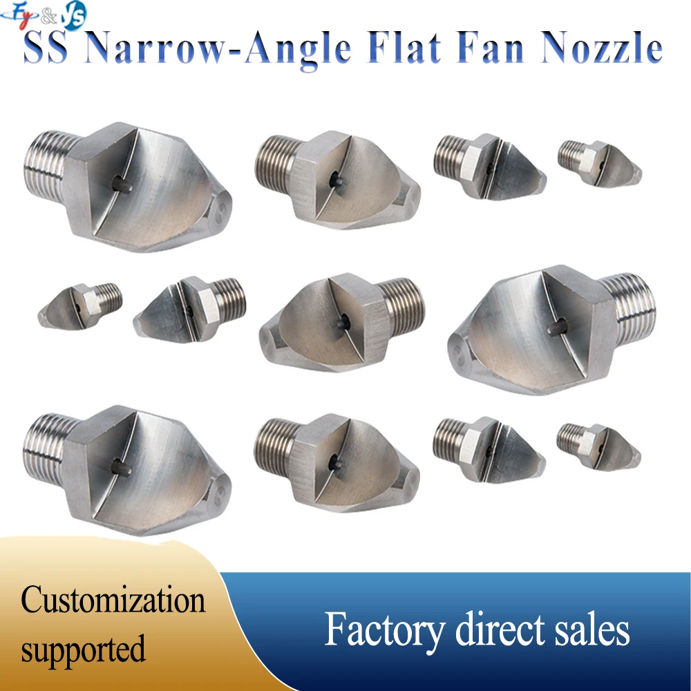 304 SS Narrow Angle Fan Spray Nozzle V-Type High Impact Nozzle Industrial Cleaning Head 1/8