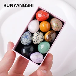 10PCS Natural Crystal Mini Egg Box Crystal Raw Stone Jade Easter Egg Set Christmas Decorative Gift Box