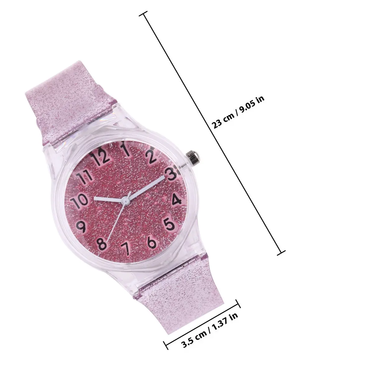 Transparent Glitter Watch Shiny Silicone Band Durable Comfortable Adjustable Wristwatch Watch