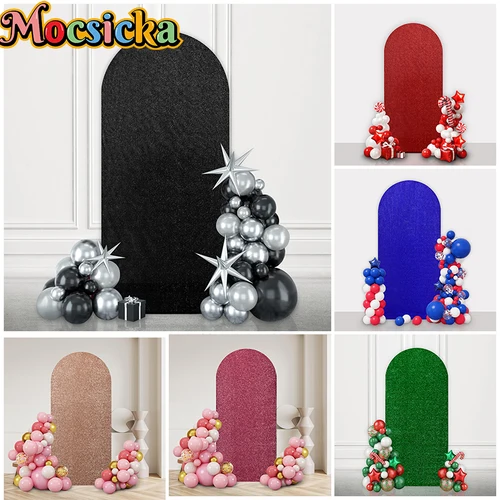 Imagen 2 del producto Mocsicka Fondo de arco brillante cubierta brillante suave bebé cumpleaños boda foto telón de fondo fotografía decoración accesorios de fotografía estudio