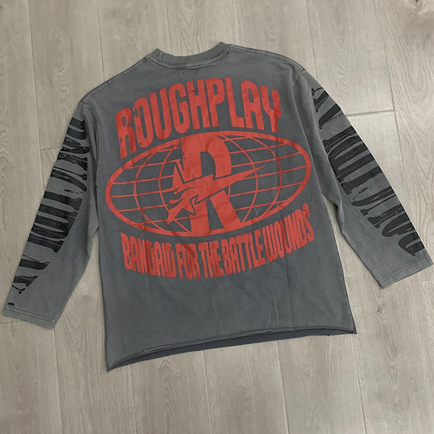 High Street American Hip Hop Cartoon Anime Letter Print Rhinestone Loose Fit round Neck Long Sleeve T-Shirt for Men And Women