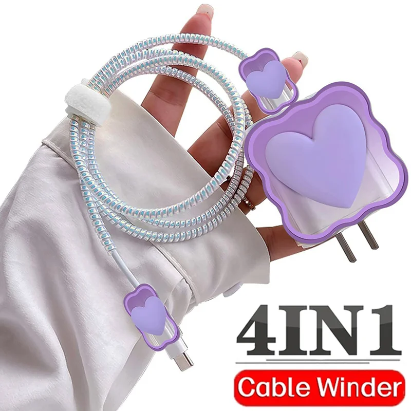 For Apple iPhone 18/20w Charger Case Data Cable Protectors Charger Head Shell Cartoon Cute Phone Power Adapter Protective Sleeve