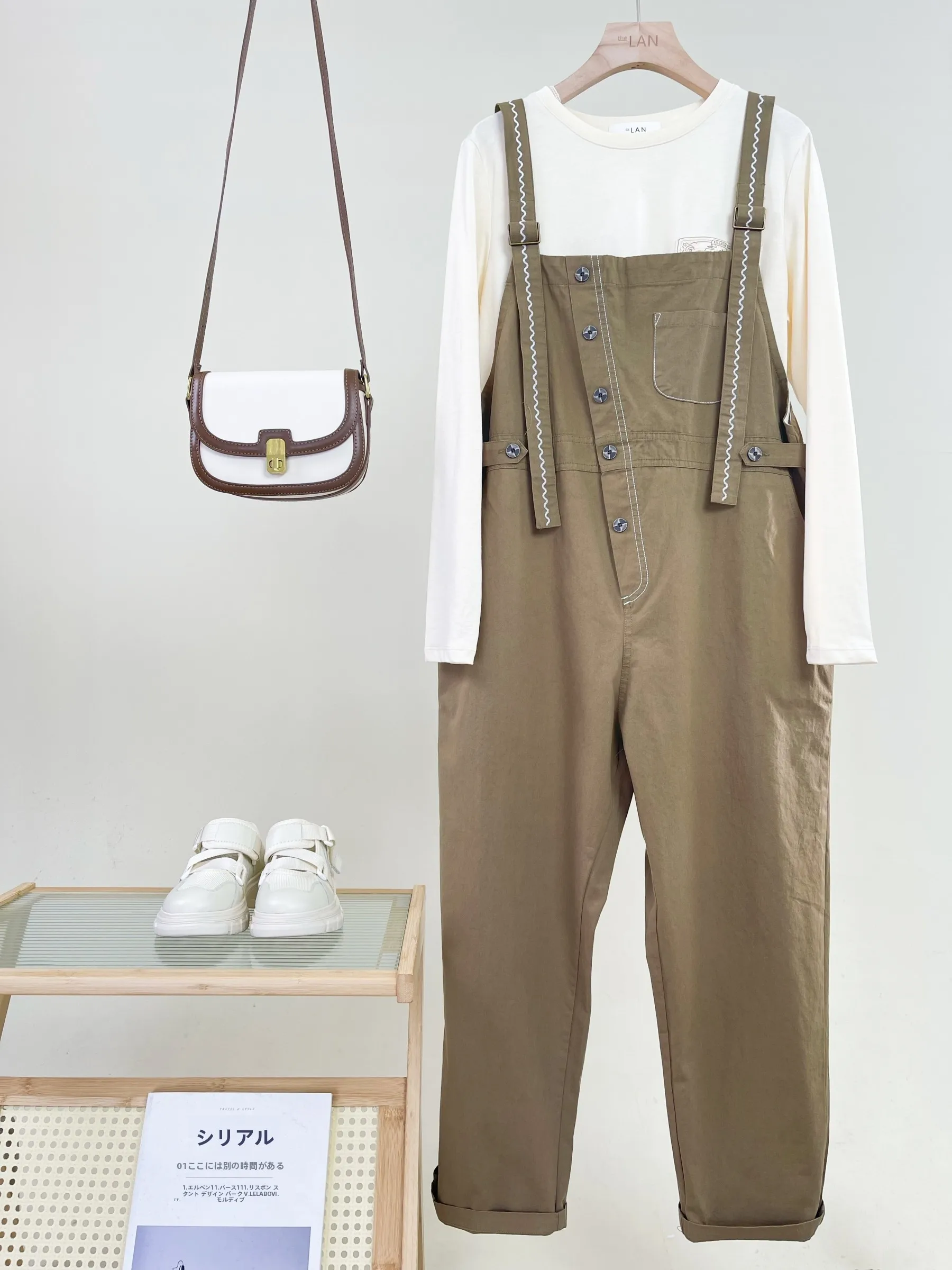 

Summer New Women's Loose Casual Commuter Workwear Style Overalls Pants Jumpsuit Cotton Long Sleeve Fashion Set