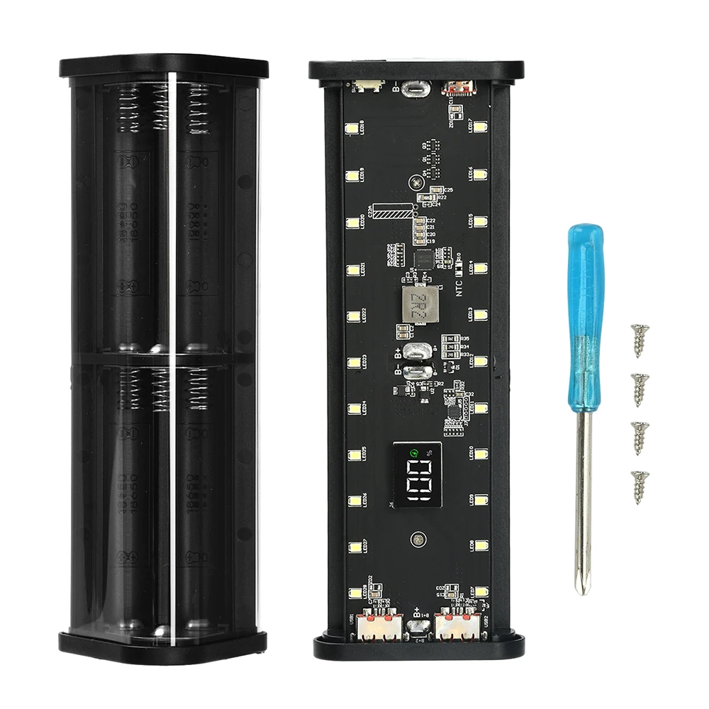 22.5W DIY Battery Charger Case Transparent Fast Charging Case No Soldering For 6PCS 18650 20000mAh Battery Charging Box