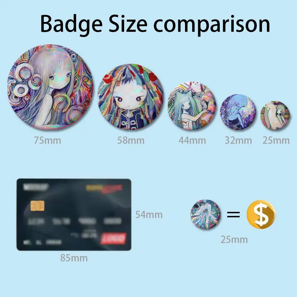 K-Kikuos Art Album 58mm 44mm HD Print Brooch Badges Pretty Derby Round Display Brooches Lapel Pins