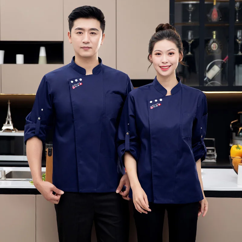 High-End Stretch Chef Overalls Long-Sleeved Men's Autumn and Winter Hotel Chinese Restaurant Kitchen Canteen Kitchen Clothes Wor