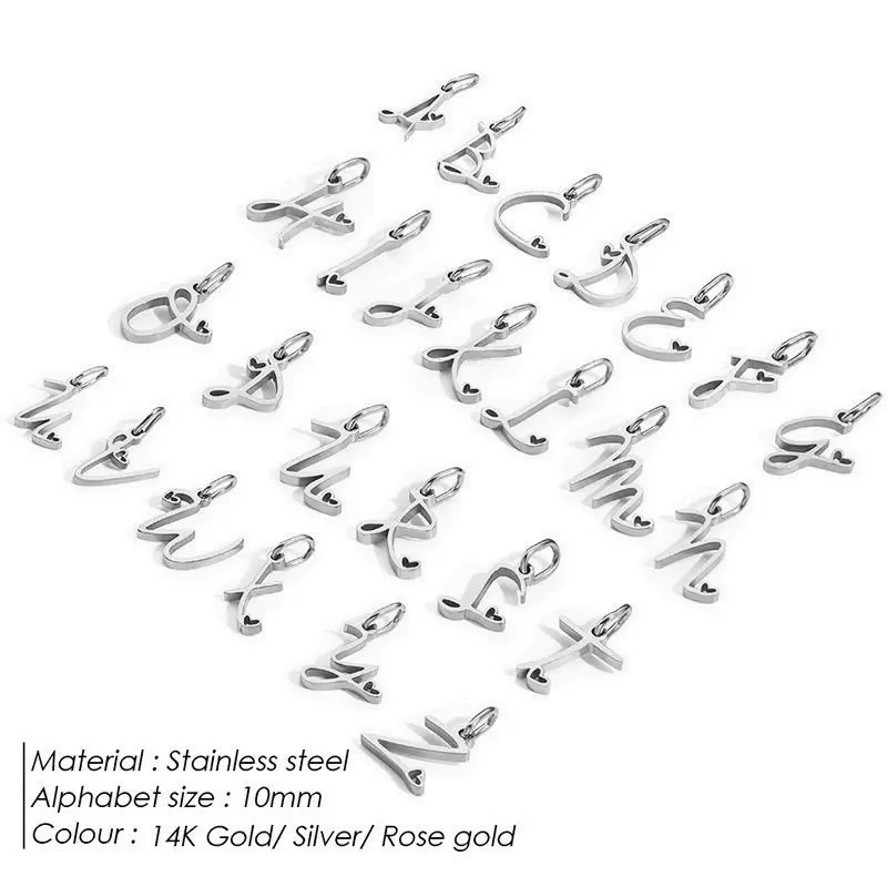 CARLIDANA 26-letters bedels set hart zirkoon parel eerste A-Z alfabet letter vergulde roestvrijstalen hangers voor doe-het-zelf