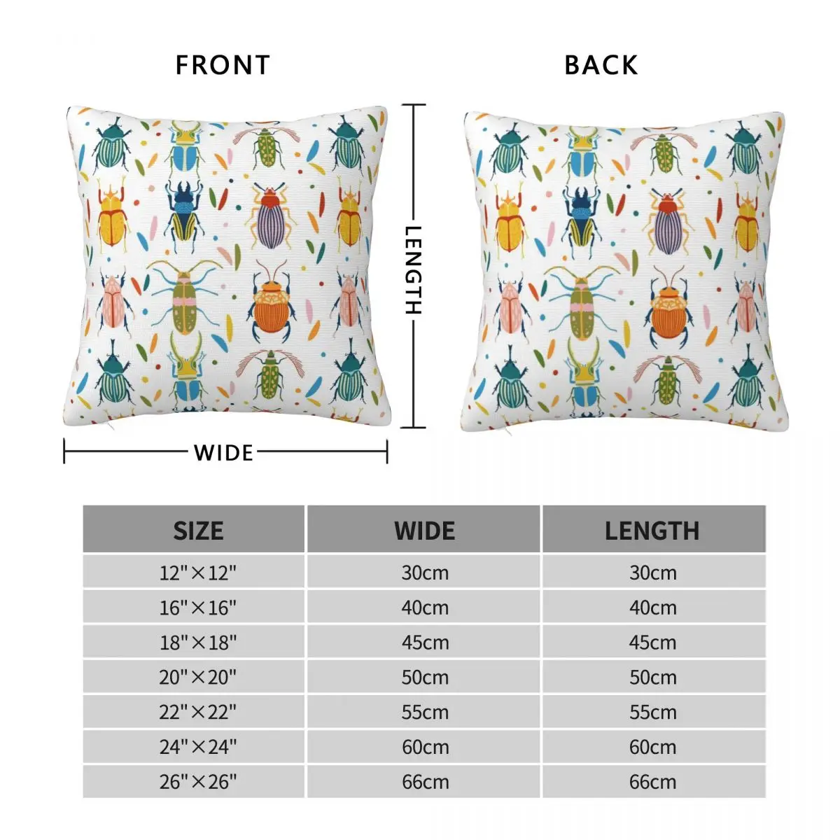 Colourful Beetles Pillowcase Polyester Linen Velvet Pattern Zip Decor Throw Pillow Case Bed Cushion Cover