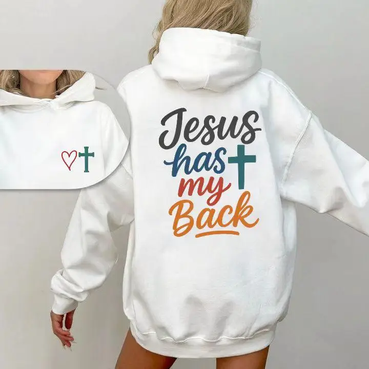 

Jesus Has My Back Hoodie for Women, Christian Religious Sweatshirt, Back Graphic Pullover, Faith Gift Jumper