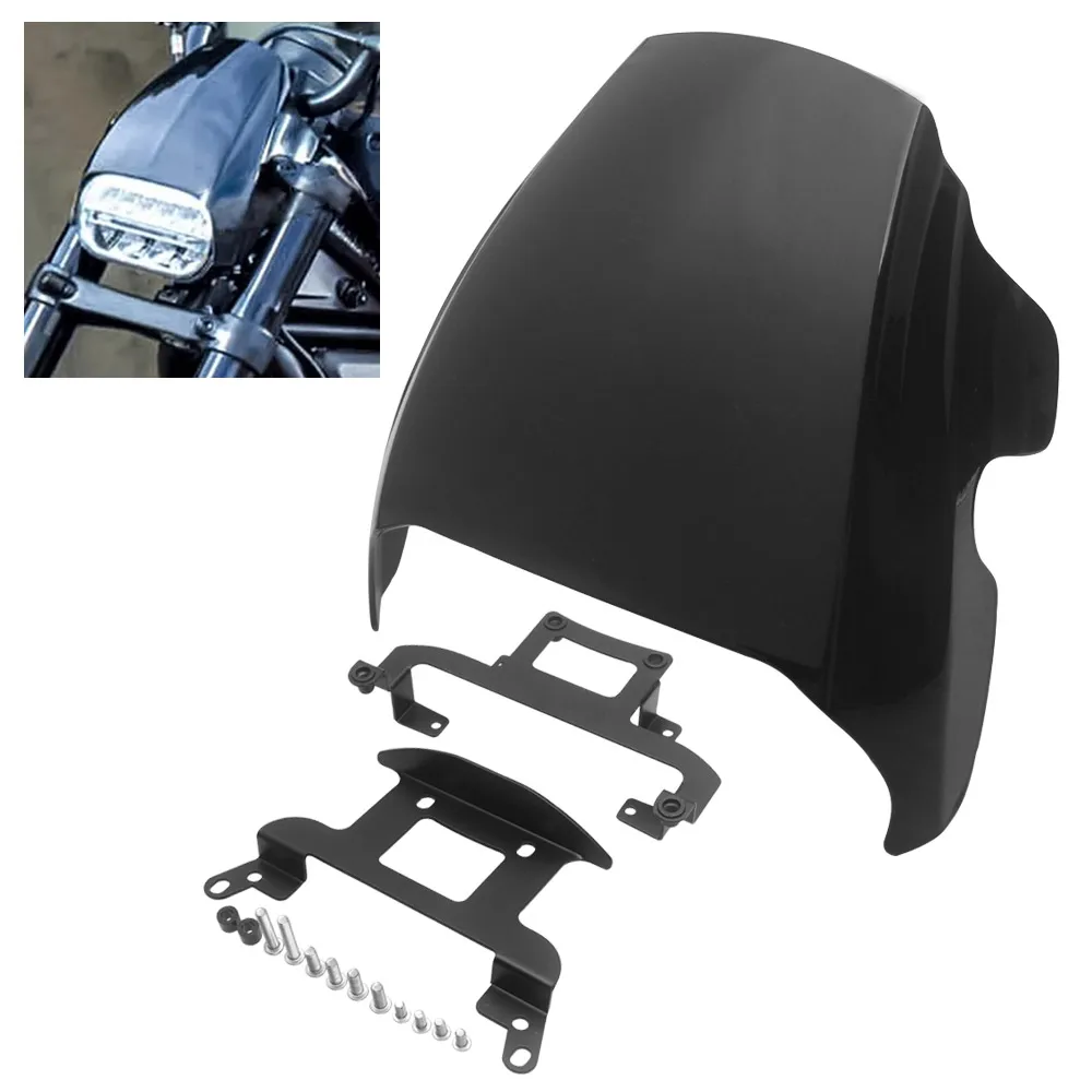 

1 комплект передних фар с маской-накладкой и кронштейном для Harley Sportster S RH1250S 2021-26, ABS, алюминий, глянцевый черный цвет, крышка фары