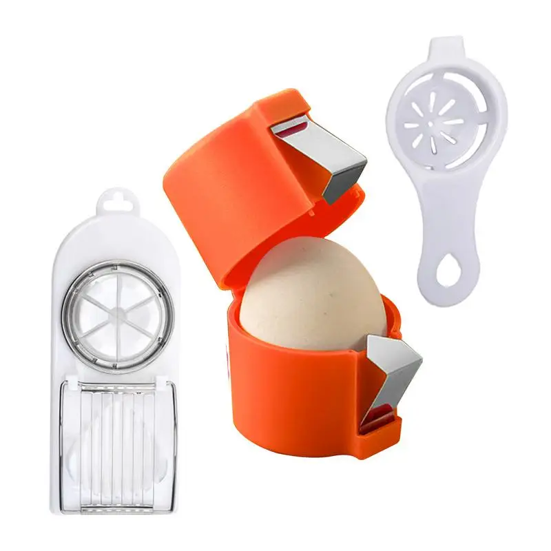 Egg Opener Separator Cooking Egg Yolk Separator Egg Cutter Home Use Egg Slicer Handheld Egg Cutter Hard Boiled Egg Peeler