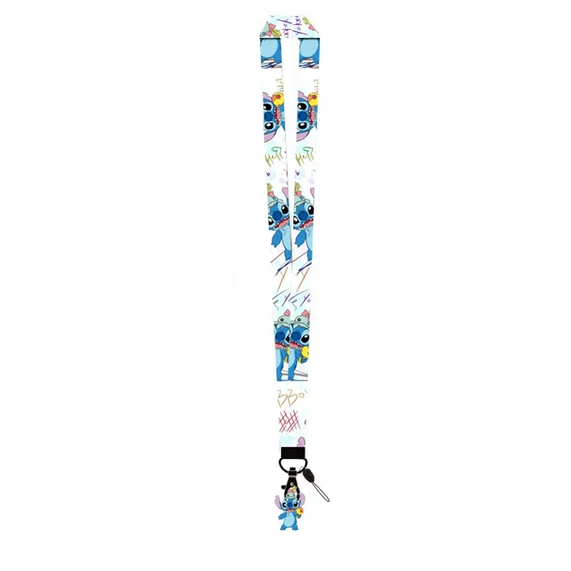 Kawaii Disney Anime Lilo&Stitch Phone Lanyard Cartoon Stitch Angel Printed Ribbon Card Cover Hanging Neck Long Rope Gifts